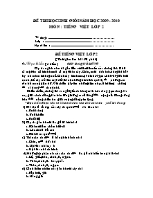Đề thi chọn học sinh giỏi Tiếng việt Lớp 2 (Có đáp án) - Năm học 2009-2010