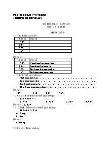 Đề thi cuối học kì II môn Toán, Tiếng việt Lớp - Năm học 2012-2013 - Phùng Thị Kim Thoa