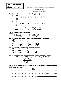 Đề thi giao lưu học sinh giỏi Toán, Tiếng việt Lớp 2 - Năm học 2008-2009 - Trường Tiểu học Hòa Xuân Nam