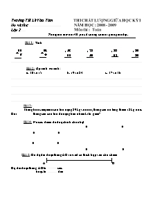 Đề thi giữa học kì I Toán Lớp 2 - Năm học 2008-2009 - Trường Tiểu học Lê Văn Tám