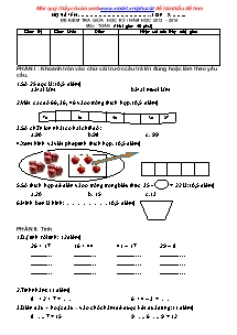 Đề thi giữa học kỳ I Toán Khối 2 - Năm học 2013-2014