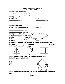Đề thi giữa học kỳ II môn Toán Khối 2