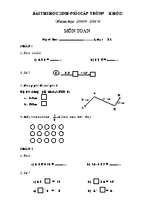 Đề thi học sinh giỏi cấp trường Toán Lớp 2 - Năm học 2009-2010