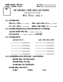 Đề thi học sinh giỏi cấp trường Toán, Tiếng việt Lớp 2 - Năm học 2008-2009 - Trường Tiểu học Tam Đa