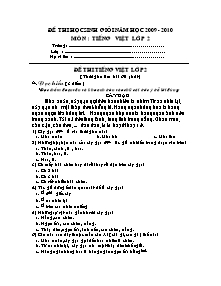 Đề thi học sinh giỏi Tiếng việt Lớp 2 (Có đáp án) - Năm học 2009-2010