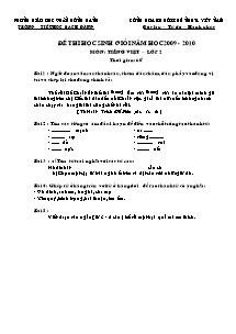 Đề thi học sinh giỏi Tiếng việt Lớp 2 - Năm học 2009-2010 - Trường Tiểu học Bạch Đằng