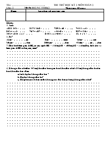 Đề thi thử học kì II Toán Lớp 2 - Đề 2