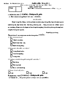 Đề và đáp án kiểm tra chất lượng đầu năm Tiếng việt Lớp 2 - Năm học 2010-2011 - Trường Tiểu học Trung Sơn số 2