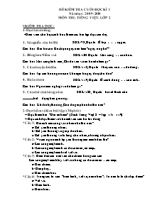 Đề và đáp án kiểm tra cuối học kì I Tiếng việt, Toán Khối 2 - Năm học 2009-2010