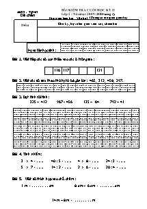 Đề và đáp án kiểm tra cuối học kì II môn Toán Lớp 2 - Đề chẵn - Năm học 2009-2010