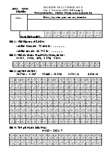 Đề và đáp án kiểm tra cuối học kì II Toán Lớp 3 - Đề chẵn - Năm học 2009-2010