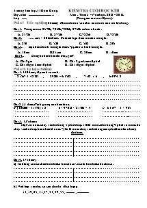 Đề và đáp án kiểm tra cuối học kì II Toán Lớp 3 - Năm học 2012-2013 - Trường Tiểu học Đoan Hùng