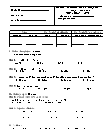 Đề và đáp án kiểm tra định kì cuối học kì I Toán Lớp 2 - Năm học 2013-2014