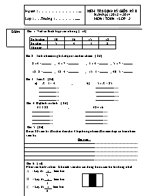 Đề và đáp án kiểm tra giữa học kì II Toán, Tiếng việt Lớp 2 - Năm học 2013-2014