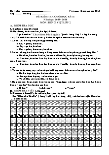 Đề và đáp án kiểm tra học kỳ II Tiếng việt Lớp 2 - Năm học 2013-2014
