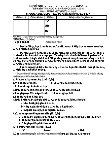 Đề và đáp án thi cuối học kì II môn Tiếng việt Lớp 2 - Năm học 2013-2014