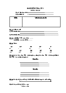Một số bài kiểm tra học kì I Toán Lớp 2