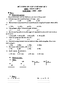 4 Đề ôn tập cuối học kì I Toán Lớp 3 - Năm học 2008-2009