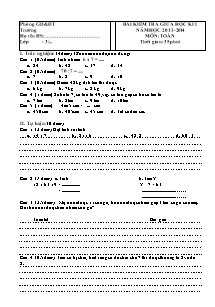 Bài kiểm tra giữa học kì I môn Toán Lớp 3 - Năm học 2013-2014