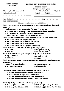 Đề giao lưu học sinh giỏi cấp trường Lớp 5 - Năm học 2008-2009 - Trường Tiểu học Gia Thắng