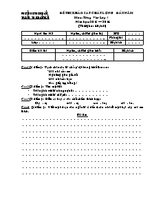 Đề khảo sát chất lượng đầu năm Tiếng việt Lớp 3 - Năm học 2013-2014 - Trường Tiểu học Xuân Tân