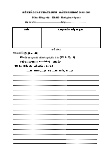 Đề khảo sát chất lượng đầu năm Tiếng việt, Toán Lớp 2 - Năm học 2008-2009