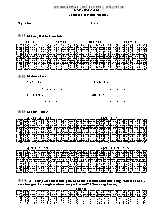 Đề khảo sát chất lượng đầu năm Toán Lớp 3 (Có đáp án) - Năm học 2013-2014