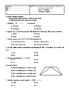 Đề khảo sát chất lượng đầu năm Toán Lớp 3 (Có đáp án) - Năm học 2012-2013