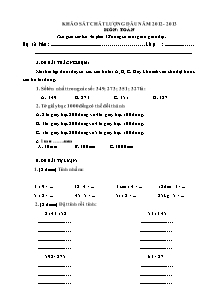 Đề khảo sát chất lượng đầu năm Toán Lớp 3 - Năm học 2012-2013