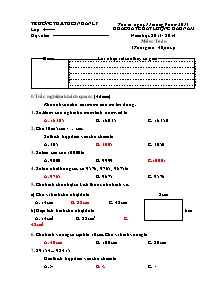 Đề khảo sát chất lượng đầu năm Toán Lớp 4 - Năm học 2013-2014 - Trường Tiểu học Nhân Lý