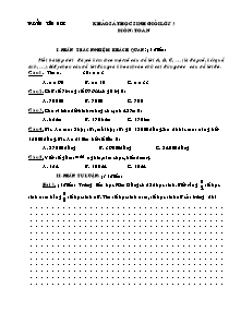 Đề khảo sát chất lượng học sinh giỏi môn Toán Khối 3