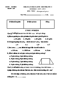 Đề khảo sát chất lượng học sinh giỏi tháng 10 Toán Lớp 3 - Năm học 2009-2010 - Trường Tiểu học Chàng Sơn