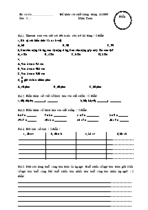 Đề khảo sát chất lượng tháng 11 môn Toán Lớp 3 - Năm học 2009-2010