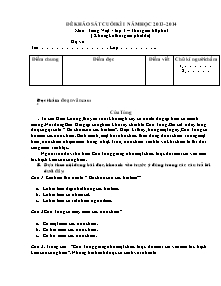 Đề khảo sát cuối học kì I Tiếng việt Lớp 3 - Năm học 2013-2014