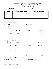 Đề khảo sát cuối học kì I Toán Lớp 3 (Có đáp án) - Năm học 2013-2014