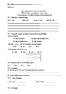 Đề khảo sát đầu năm Toán Lớp 3 (Có đáp án) - Năm học 2013-2014