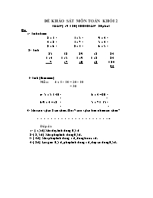 Đề khảo sát học kì II môn Toán Lớp 2