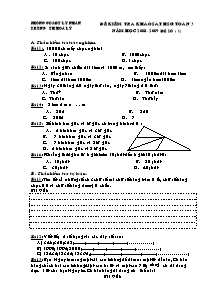 Đề khảo sát học sinh giỏi Toán Lớp 3 - Năm học 2008-2009 - Trường Tiểu học Hòa Lý