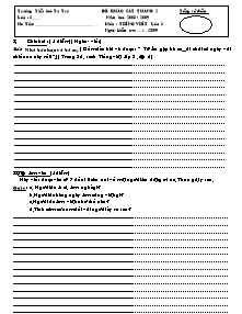Đề khảo sát tháng 2 Toán, Tiếng việt Lớp 3 - Năm học 2009-2010 - Trường Tiểu học Tu Tra