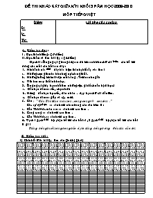 Đề khảo sát thi giữa học kì I Tiếng việt, Toán Lớp 3 - Năm học 2009-2010