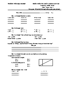 Đề kiểm tra chất lượng đầu năm Toán Lớp 3 - Năm học 2009-2010 - Trường Tiểu học Gio Sơn