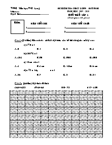 Đề kiểm tra chất lượng đầu năm Toán, Tiếng việt Lớp 3 - Năm học 2009-2010 - Trường Tiểu học Hưng Long