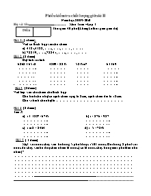 Đề kiểm tra chất lượng giữa học kì II Toán Lớp 3 - Năm học 2009-2010