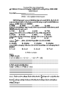 Đề kiểm tra chất lượng học sinh giỏi Toán Lớp 3 - Năm học 2008-2009 - Trường Tiểu học Đông Xuân