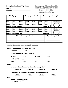 Đề kiểm tra cuối học kì I môn Toán Lớp 3 - Năm học 2013-2014 - Trường Tiểu học Huỳnh Việt Thanh