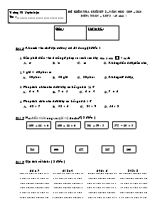 Đề kiểm tra cuối học kì I Toán Lớp 3 - Năm học 2009-2010 - Trường Tiểu học Xuyên Mộc