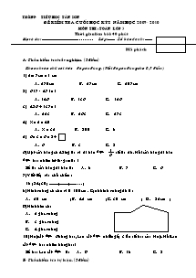 Đề kiểm tra cuối học kì I Toán Lớp 3 - Năm học 2009-2010 - Trường Tiểu học Tân Sơn