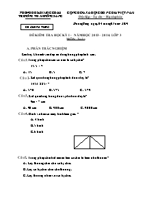 Đề kiểm tra cuối học kì I Toán Lớp 3 - Năm học 2013-2014 - Trường Tiểu học Mường Sang