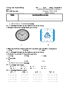 Đề kiểm tra cuối học kì I Toán Lớp 3 - Năm học 2013-2014 - Trường Tiểu học Sơn Đông