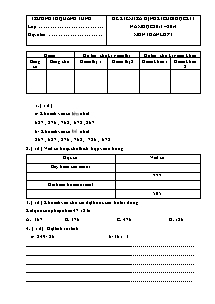 Đề kiểm tra cuối học kì I Toán Lớp 3 - Năm học 2013-2014 - Trường Tiểu học Quảng Tùng